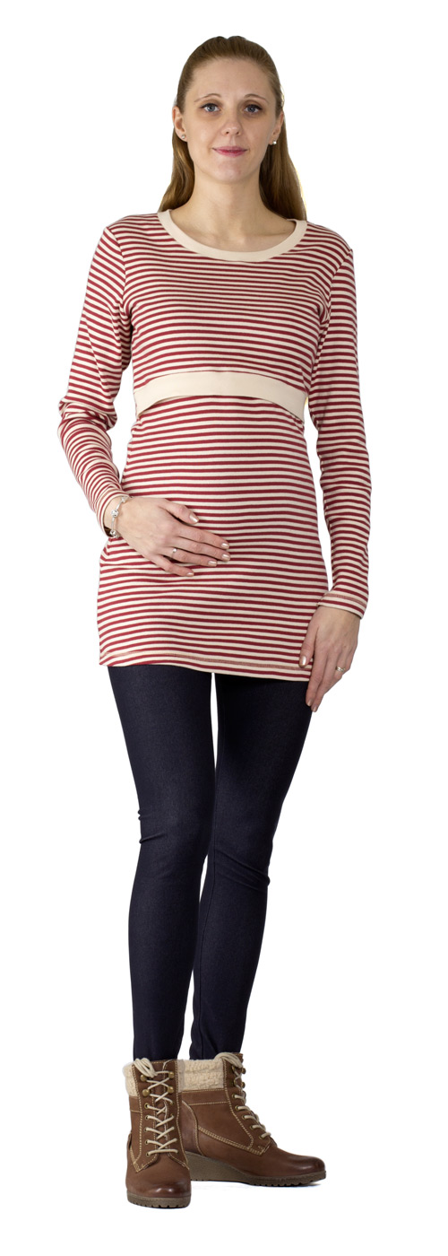 Těhotenské a kojící bavlněné tričko Rialto Dora pruhované 0157 Dámská velikost: 42