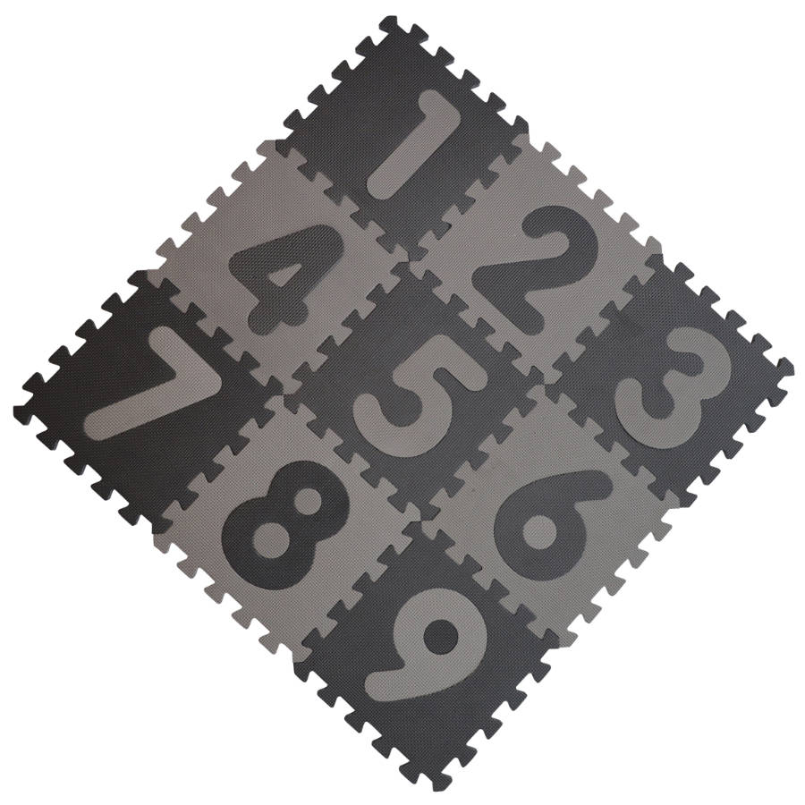 Baby Dan Baby Dan hrací podložka puzzle Grey s čísly 90x90 cm" "Barva:šedé|Počet kusů :9|