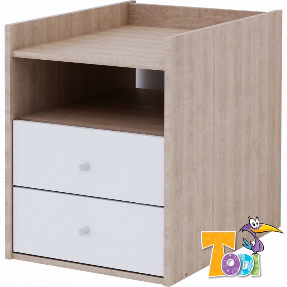 Todi Kombi postýlka 70x120 Todi Magic" "Barva:bílá s vysokým leskem|Hmotnost:92 kg|Materiál:dřevěné, MDF|Nastavitelná výška:105 cm|Požadované vlastnosti:Polohovací|