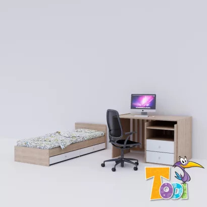 Todi Kombi postýlka 70x120 Todi Magic" "Barva:bílá s vysokým leskem|Hmotnost:92 kg|Materiál:dřevěné, MDF|Nastavitelná výška:105 cm|Požadované vlastnosti:Polohovací|