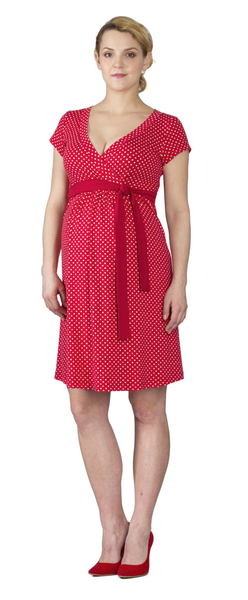 Těhotenské a kojící šaty Rialto Larochette červená s puntíky 0562 Dámská velikost: 36