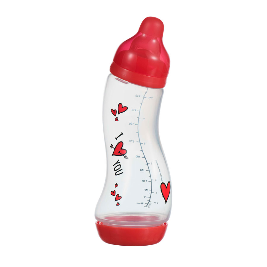 Difrax Kojenecká S-lahvička Difrax I Love Antikoliková - 250ml" "Barva:červené|Materiál:plastové|Objem:250 ml|Typ produktu:láhve|