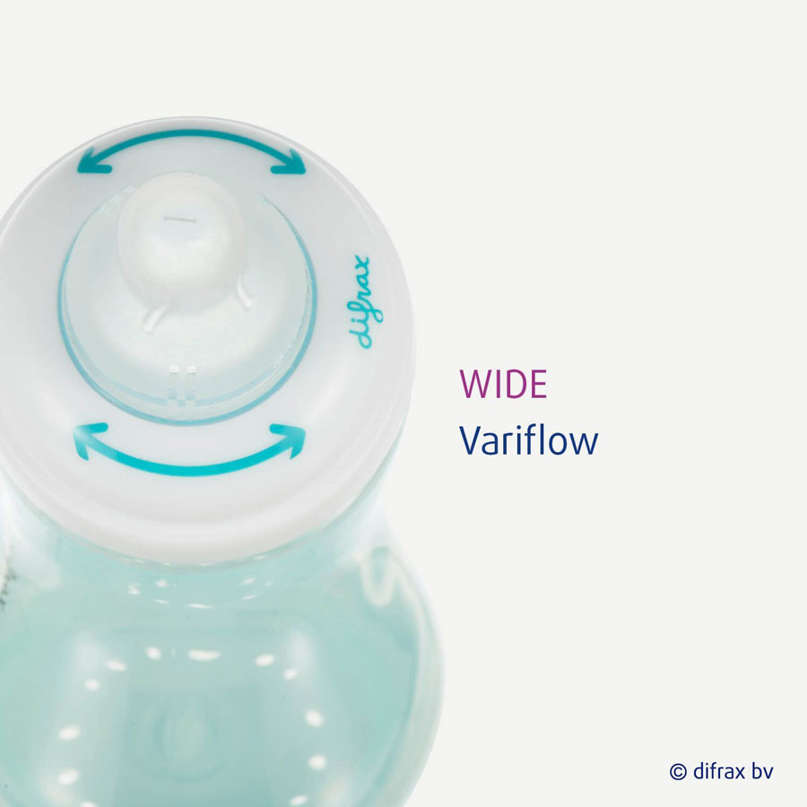 Difrax Savička s kroužkem k široké lahvičce Difrax 1-2-3 Variflow" "Druh:savičky|Materiál:silikonové|velikost:3+měsíců|