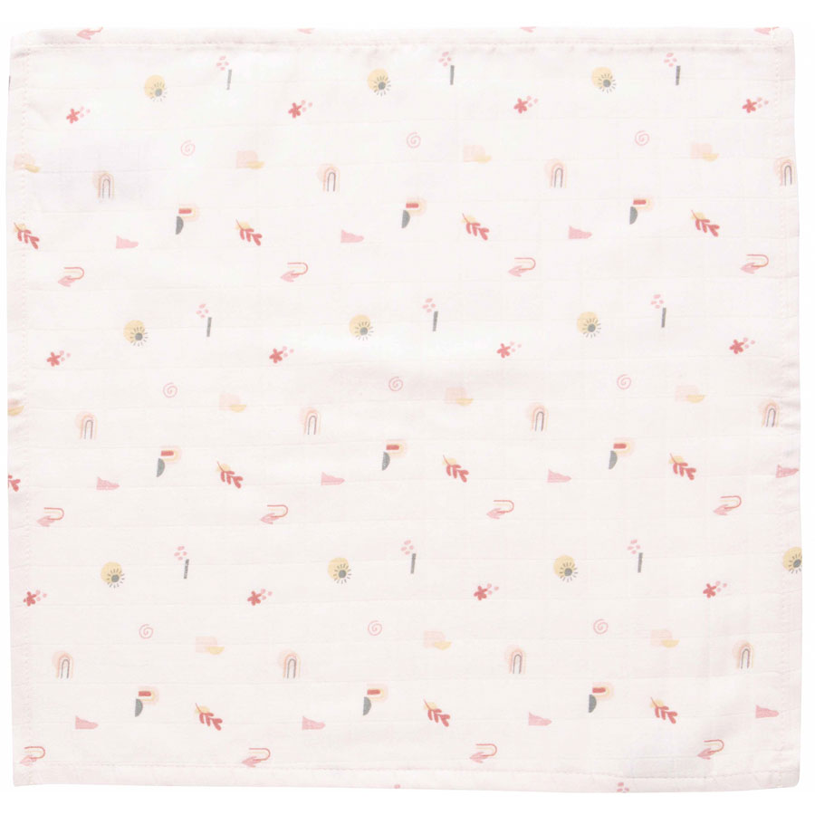 LUMA Mušelínové žínky na obličej Luma Sunset Shapes 3ks" "Barva:Růžová|Druh:mušelínové žínky na obličej|Materiál:70% bambus, 30% bavlna|Rozměry:32 x 32 x 0,3 cm|Vzor :Sunset shapes|