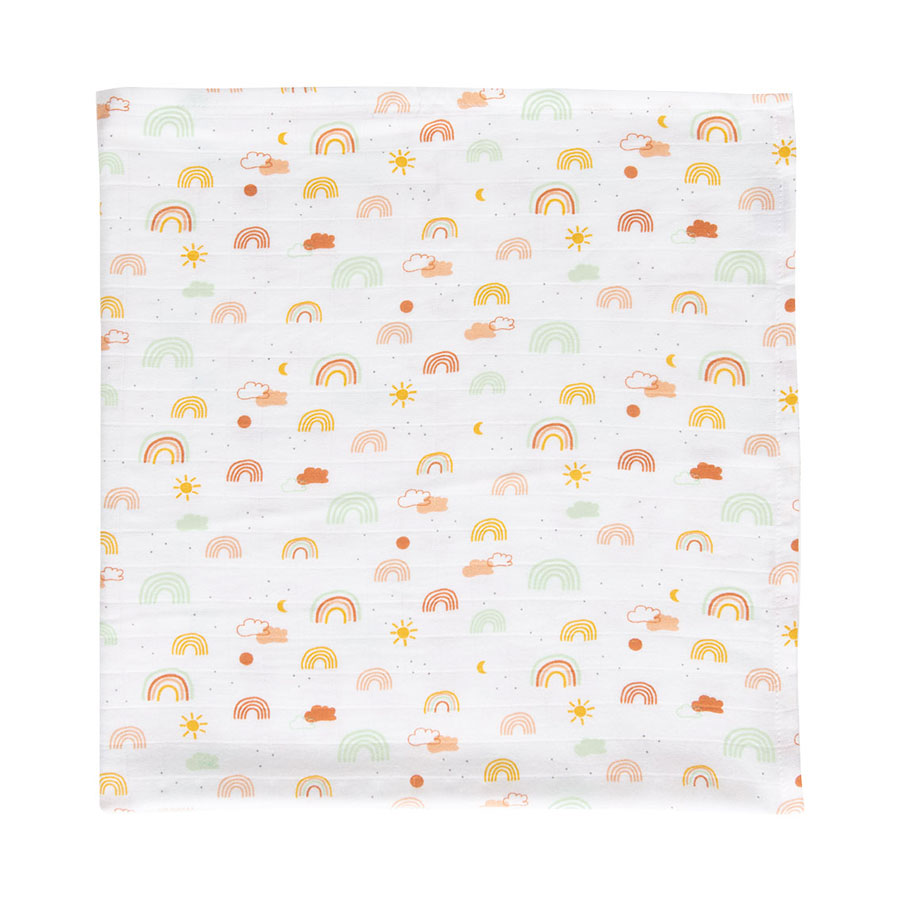 Bebe-Jou Mušelínová plenka 70x70 cm set 3ks Rainbow Sky" "Druh plenek:látkové|Eko:ano|Hmotnost dítěte:0-15|Materiál:bambusové|Počet kusů:3|Typ:čtvercové|Vzor:Rainbow Sky|Značka:Bébé-jou|