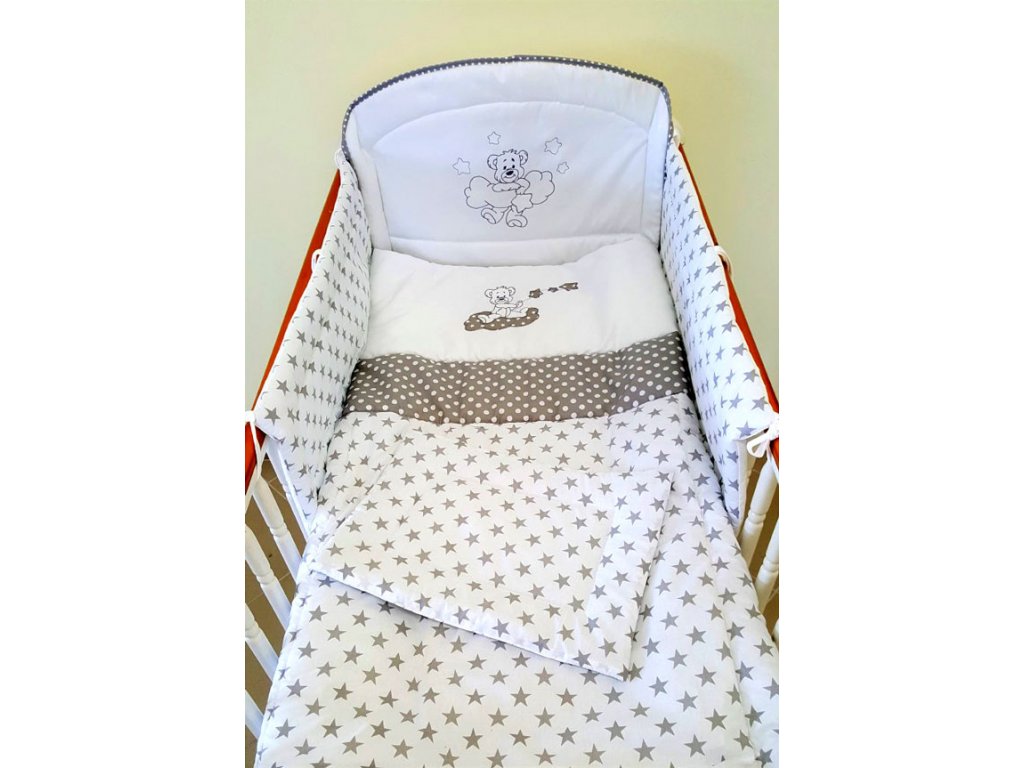 Szeko Povlečení pro postýlku Medvídek - šedé hvězdičky" "Druh:Dětské povlečení|