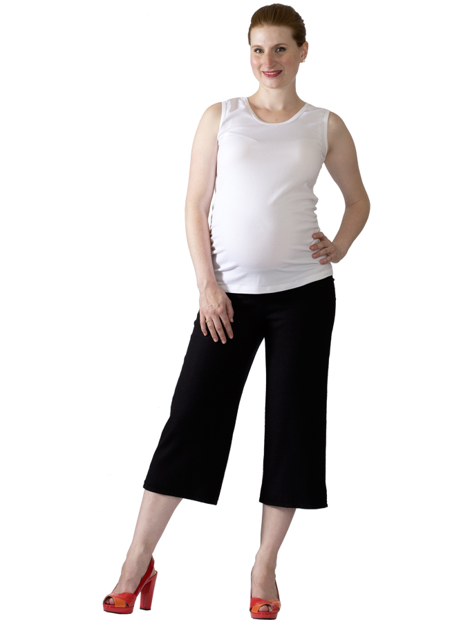 Těhotenské 3/4 kalhoty Rialto Verghia lněné černé 01245 Dámská velikost: 40