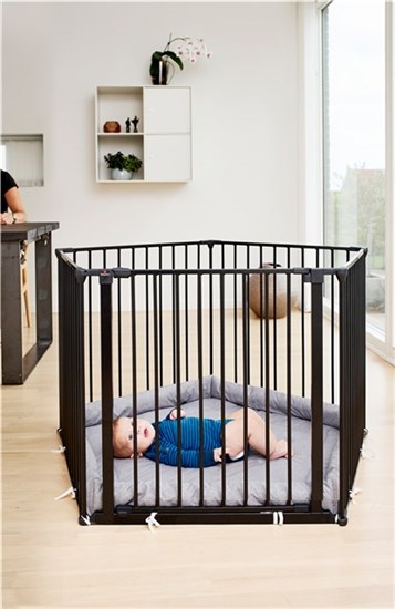 Baby Dan Ohrádka BabyDan Supreme OLAF Pentagon černá s matrací" "Barva:černé|Materiál:kovové|Určení zábrany:bytové|