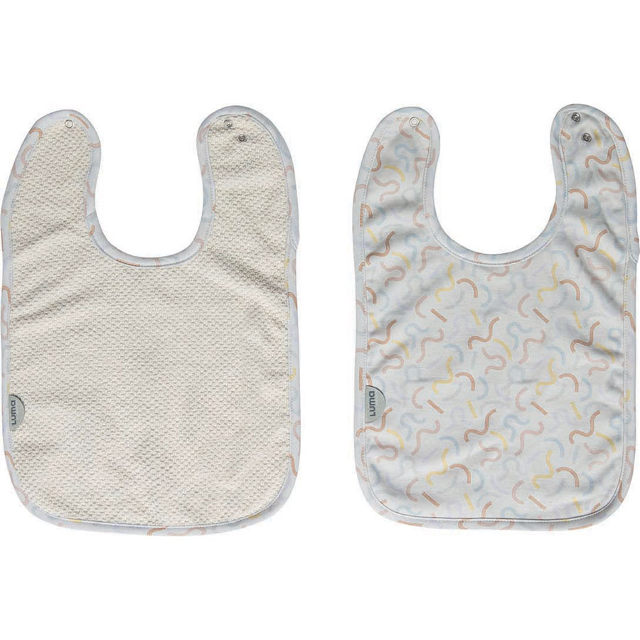 LUMA Bryndáčky Luma - Multi Lines, 2ks" "Barva:béžové|Druh:Bryndáky|Materiál:100% bavlna|Vzor:Multi Lines|Zapínání:baby patent|