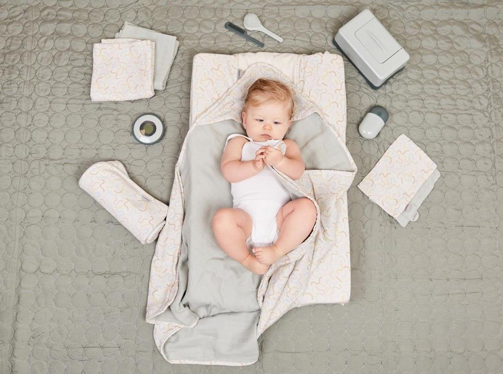 LUMA Přebalovací podložka dvoustranná Luma 72x44 s PU potahem Multi Lines" "Barva:potisk|Druh:Přebalovací podložka|Materiál potahu:100% polyester|Materiál výplně:polyuretán|Rozměry :72x44x9 cm|Vzor:Multi Lines|