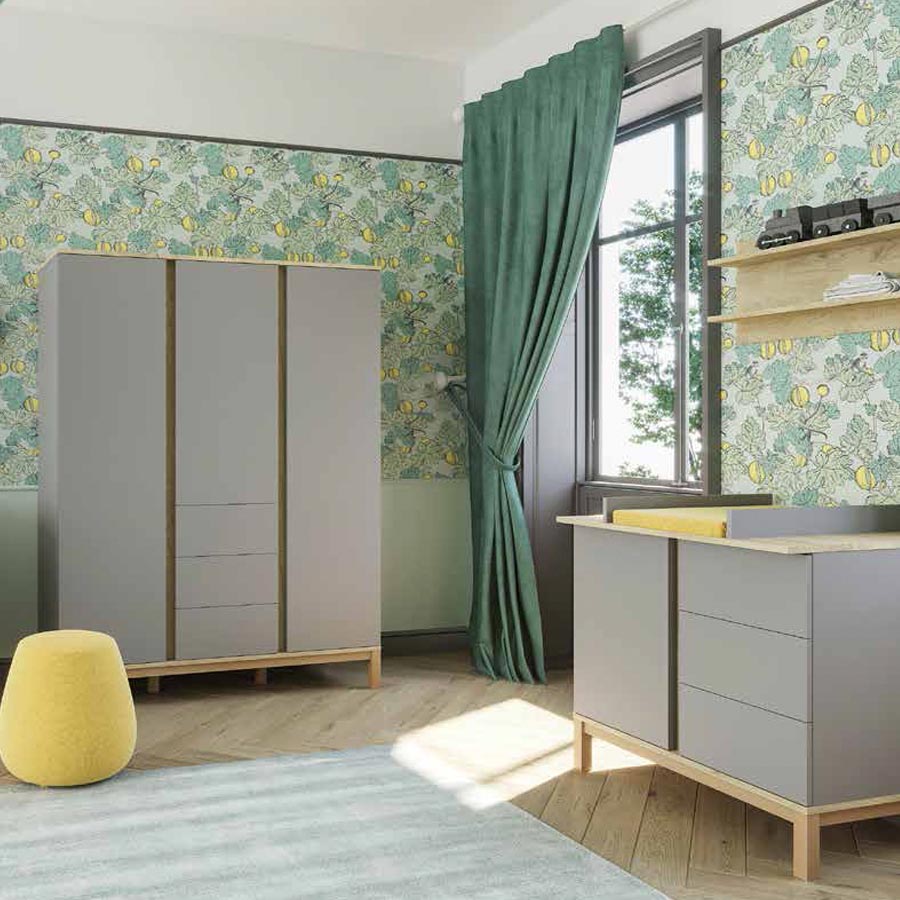 Faktum Komoda Faktum Loop Grey" "Barva:šedé|Hloubka:58 cm|Hmotnost:55 kg|Materiál:dřevěný laminát|Šířka:96 cm|Typ:3-zásuvkové|Výška:88 cm|