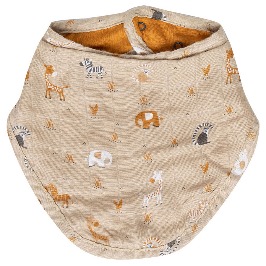 Bebe-Jou Bandana slintáček Bébé-jou Steppe 2ks" "Barva:oranžové|Materiál:80% bavlna, 20% polyester|Výrobce:Bébé-jou|Vzor:Steppe|Zapínání:baby patent|