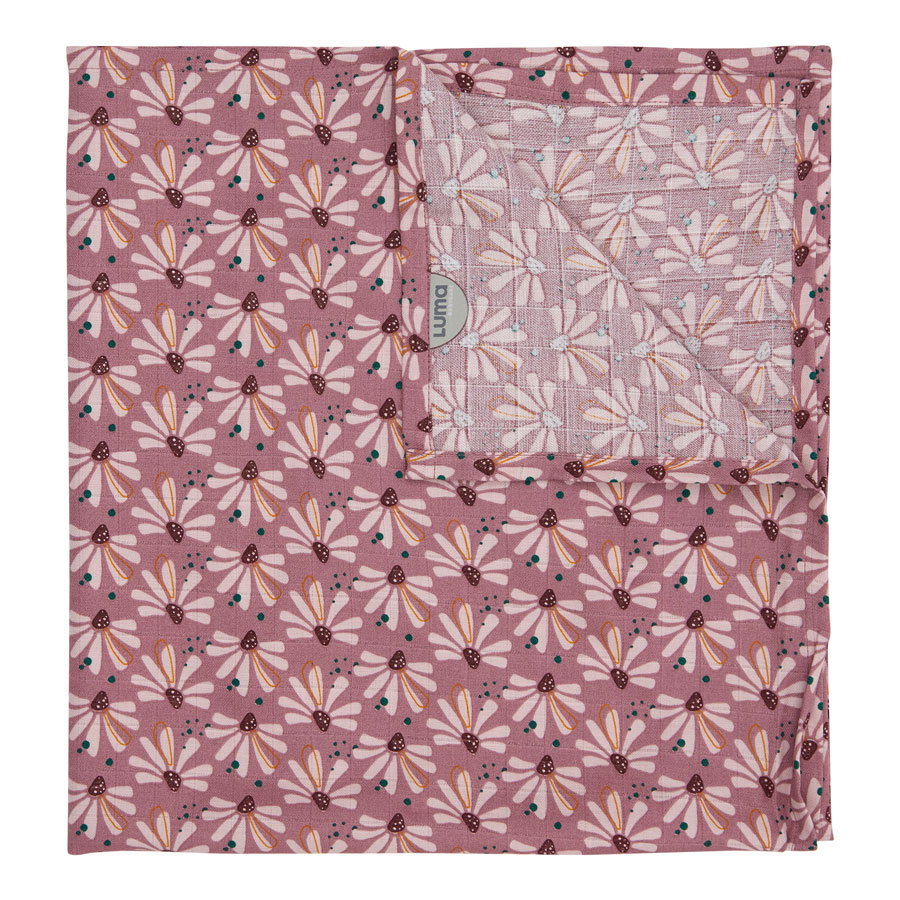 LUMA Mušelínová plenka Luma z bambusu 70x70 cm 3ks Flowerfever" "Barva:růžové|Druh:multifunkční plenka|Materiál:70% bambus 30% bavlna|Rozměry:70 x 70 cm|Vzor:Flowerfever|