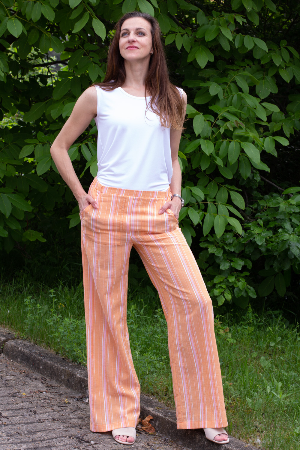 Rialto Dámské letní bavlněné kalhoty Campur oranžové 5399 Dámská velikost: 36