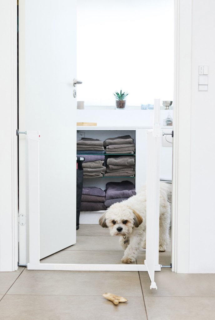 DogSpace DogSpace Lassie tlaková branka pro pejsky, 73-80 cm bílá" "Barva:bílé|Typ:zábrany|