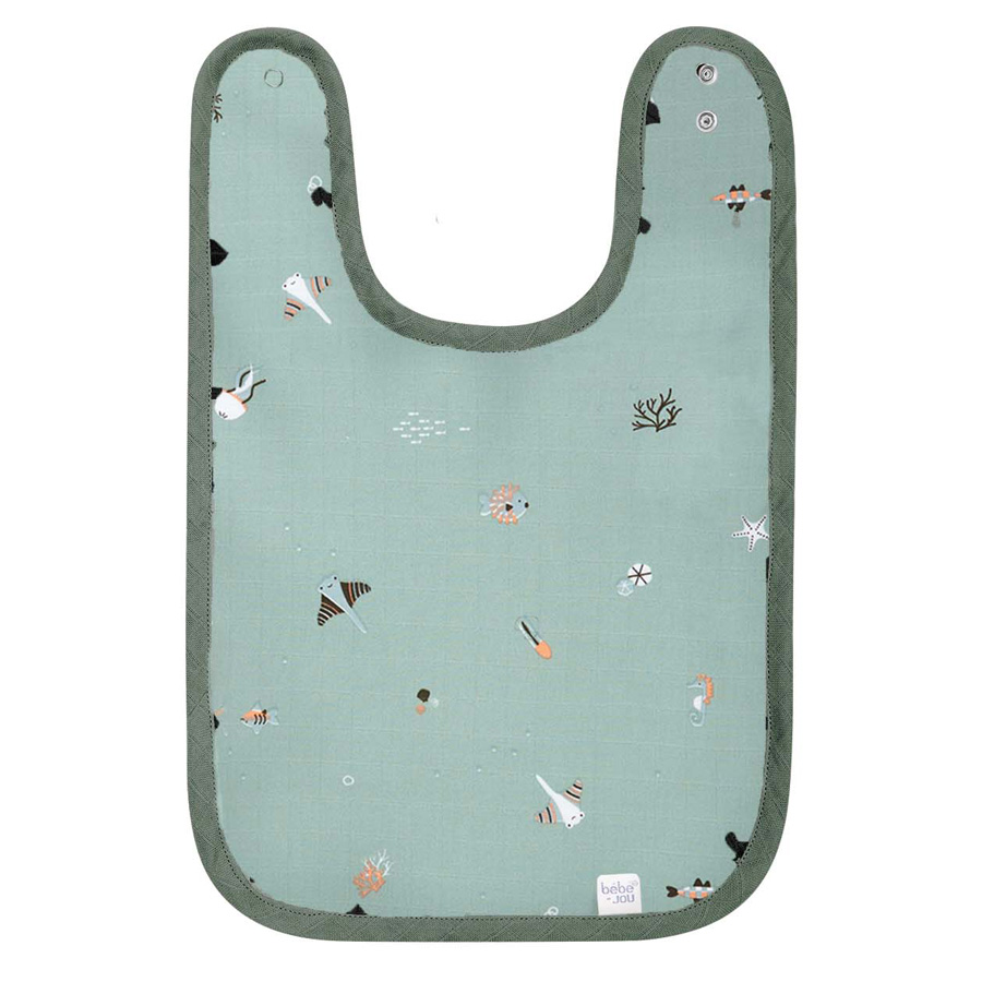 Bebe-Jou Bryndáčky Bébé-Jou Ocean Vibes 2ks" "Barva:khaki|Vzor:Ocean Vibes|Zapínání:baby patent|