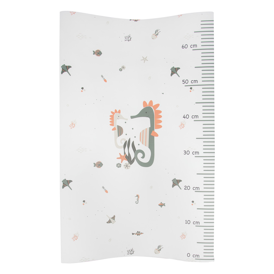 Bebe-Jou Přebalovaci podlozka dvoustranná Bébé-Jou Ocean Vibes 72x44 cm" "Barva:zelené|Omyvatelná:ano|Se zvýšenými okraji:ano|Typ:podložky|Vzor:Ocean Vibes|Zařazení:Přebalovací podložka|