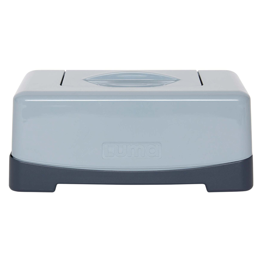 LUMA Box na vlhčené ubrousky LUMA Iron Blue" "Barva:modré|Druh:Kosmetické pomůcky|Rozměry:21x12,9x9,3 cm|Typ:pro kojence|Vzor:Iron Blue|