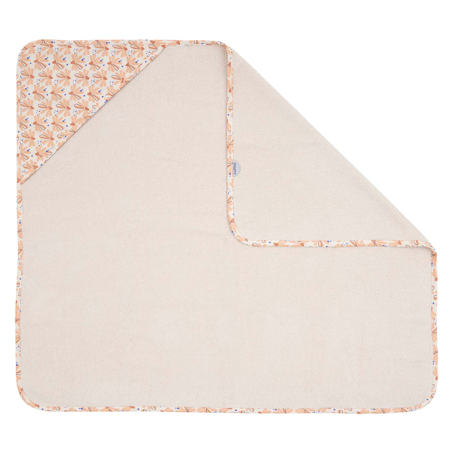 LUMA Dětská froté osuška s kapucí LUMA - Flowerfever Nude" "Barva:modré|Požadované vlastnosti:Dětské|Velikost ručníku:Osušky|Vzor:Flowerfever Nude|