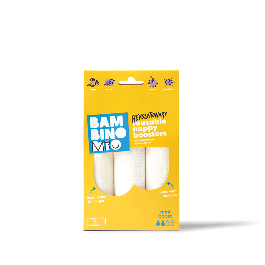 Bambino Mio Revoluční opakovaně použitelná plenková absorpční vložka Mini Boost 3 pack" "Druh:vkládací vložky|Materiál:bambusové, polyesterové|Počet kusů:3 ks|Požadované vlastnosti:Eko|Typ:absorbční|