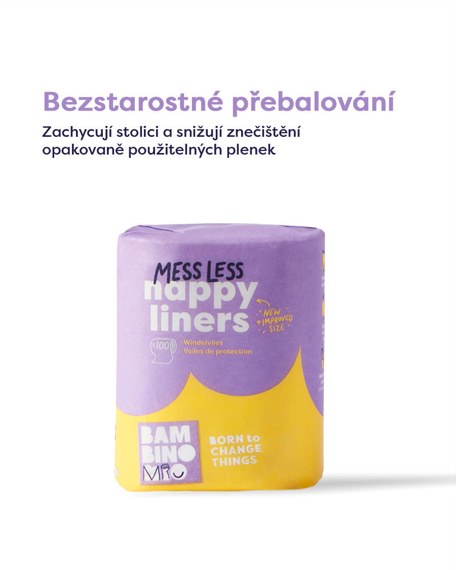 Bambino Mio Revoluční mio liners separační vložky - 100 listů v roli" "Druh:vkládací|Kategorie:Pleny|Počet kusů:100|Typ:separační|