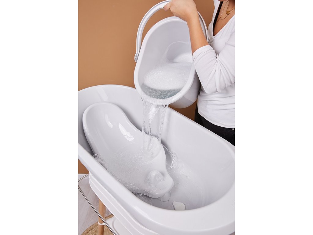 Bebe-Jou Sada vaničky Sense Light Grey a stojanu Sense White" "Barva:šedé|Druh:koupací sada|Vzor:Light Grey|