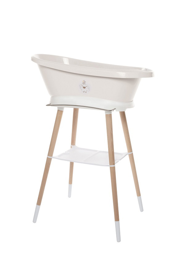 Bebe-Jou Sada vaničky Sense Tiny Sheep a stojanu Sense White" "Barva:krémové|Druh:koupací sada|Vzor:Tiny Sheep|