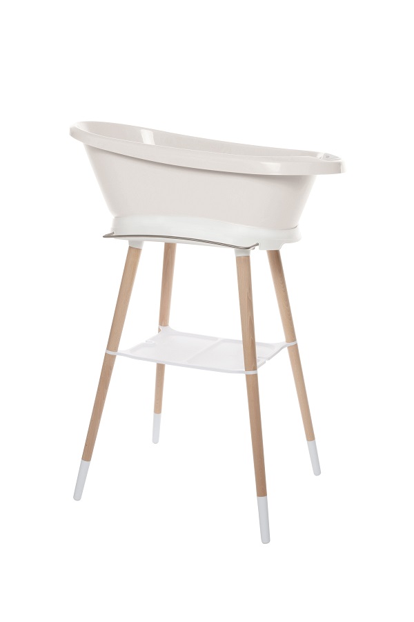 Bebe-Jou Sada vaničky Sense Light Oat a stojanu Sense White" "Barva:krémové|Druh:koupací sada|Vzor:Light Oat|