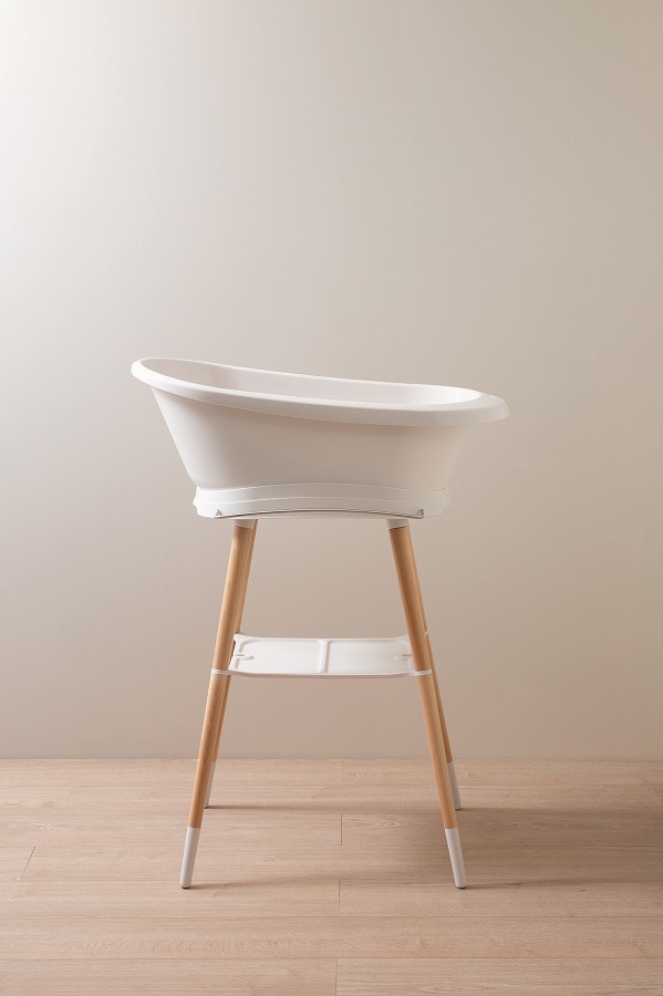 Bebe-Jou Sada vaničky Sense Light Oat a stojanu Sense White" "Barva:krémové|Druh:koupací sada|Vzor:Light Oat|