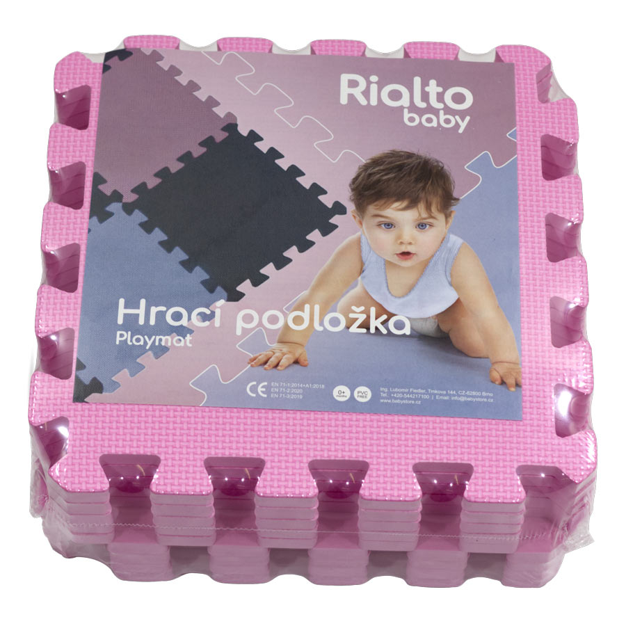 Rialto Baby Hrací podložka puzzle Pink 90x90 cm" "Barva:růžové|Počet kusů:9|