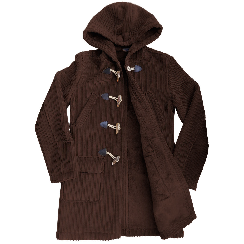 Wit Boy Dámský manšestrový kabát s kapucí a kožíškem hnědý" "Velikost:M|