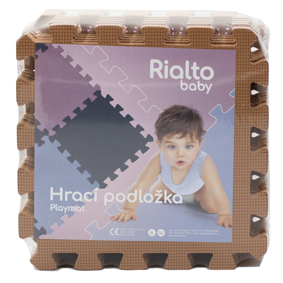 Rialto Baby Hrací podložka puzzle Brown 90x90 cm" "Barva:hnědé|Počet kusů:9|