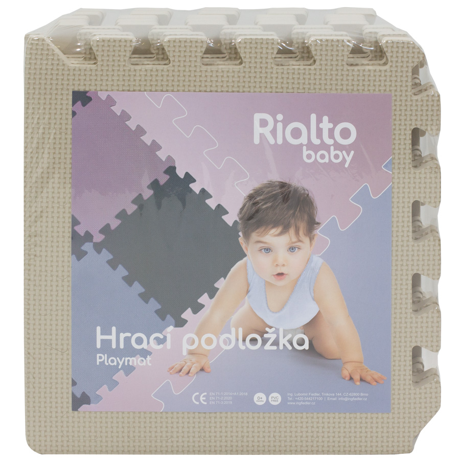 Rialto Baby Hrací podložka puzzle s okrajem Light Beige 92x92 cm" "Barva:béžové|Počet kusů:9|Značka:Rialto Baby|