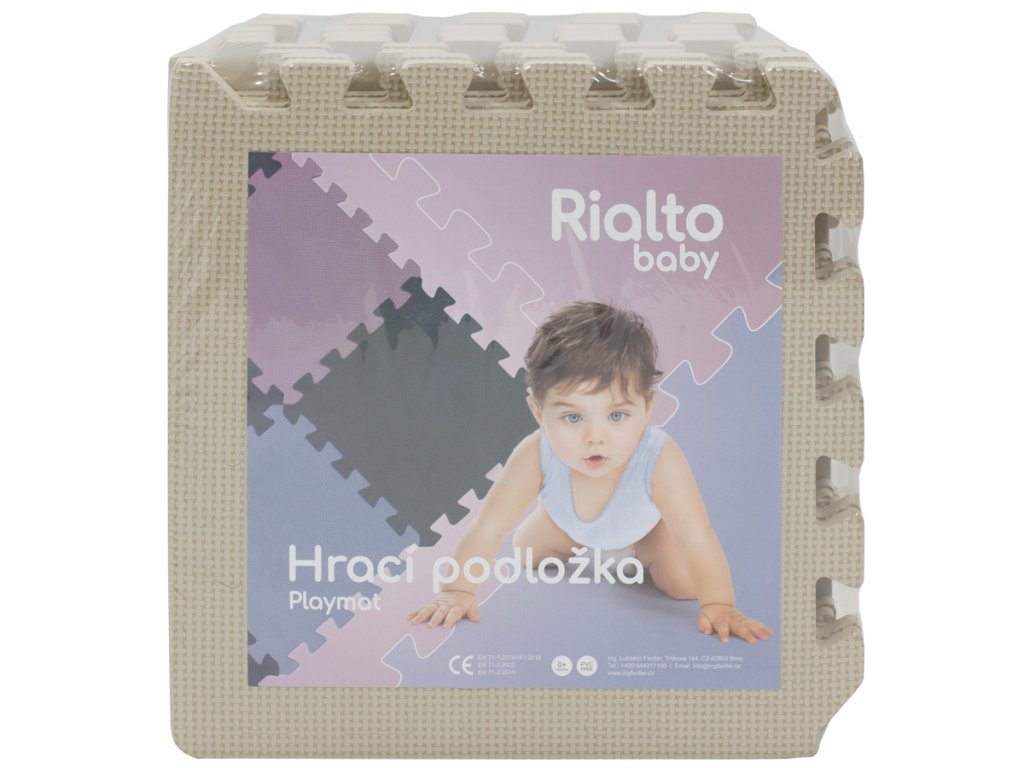 Rialto Baby Hrací podložka puzzle s okrajem Light Beige 92x122 cm" "Barva:béžové|Počet kusů:12|Značka:Rialto Baby|