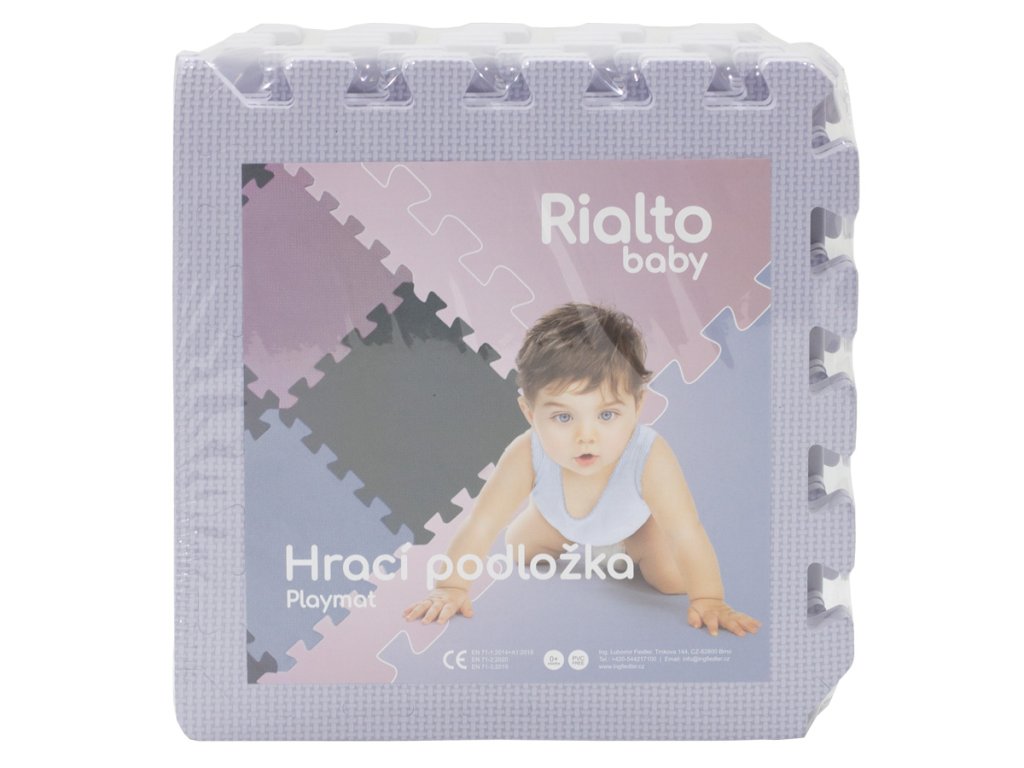Rialto Baby Hrací podložka puzzle s okrajem Silver 92x122 cm" "Barva:stříbrné|Počet kusů:12|Značka:Rialto Baby|