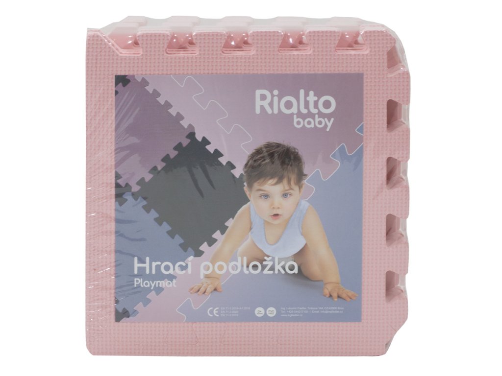 Rialto Baby Hrací podložka puzzle s okrajem Light Pink 92x122 cm" "Barva:růžové|Počet kusů:12|Značka:Rialto Baby|