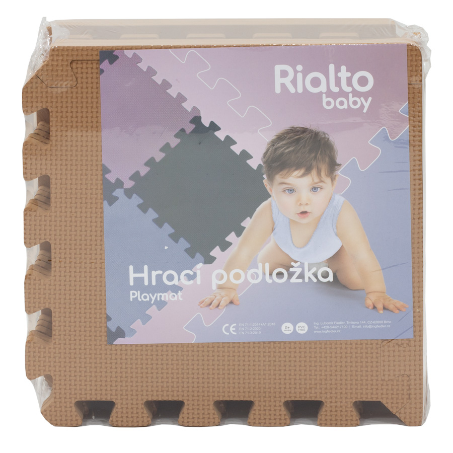 Rialto Baby Hrací podložka puzzle s okrajem Brown 92x92 cm" "Barva:hnědé|Počet kusů:9|Značka:Rialto Baby|