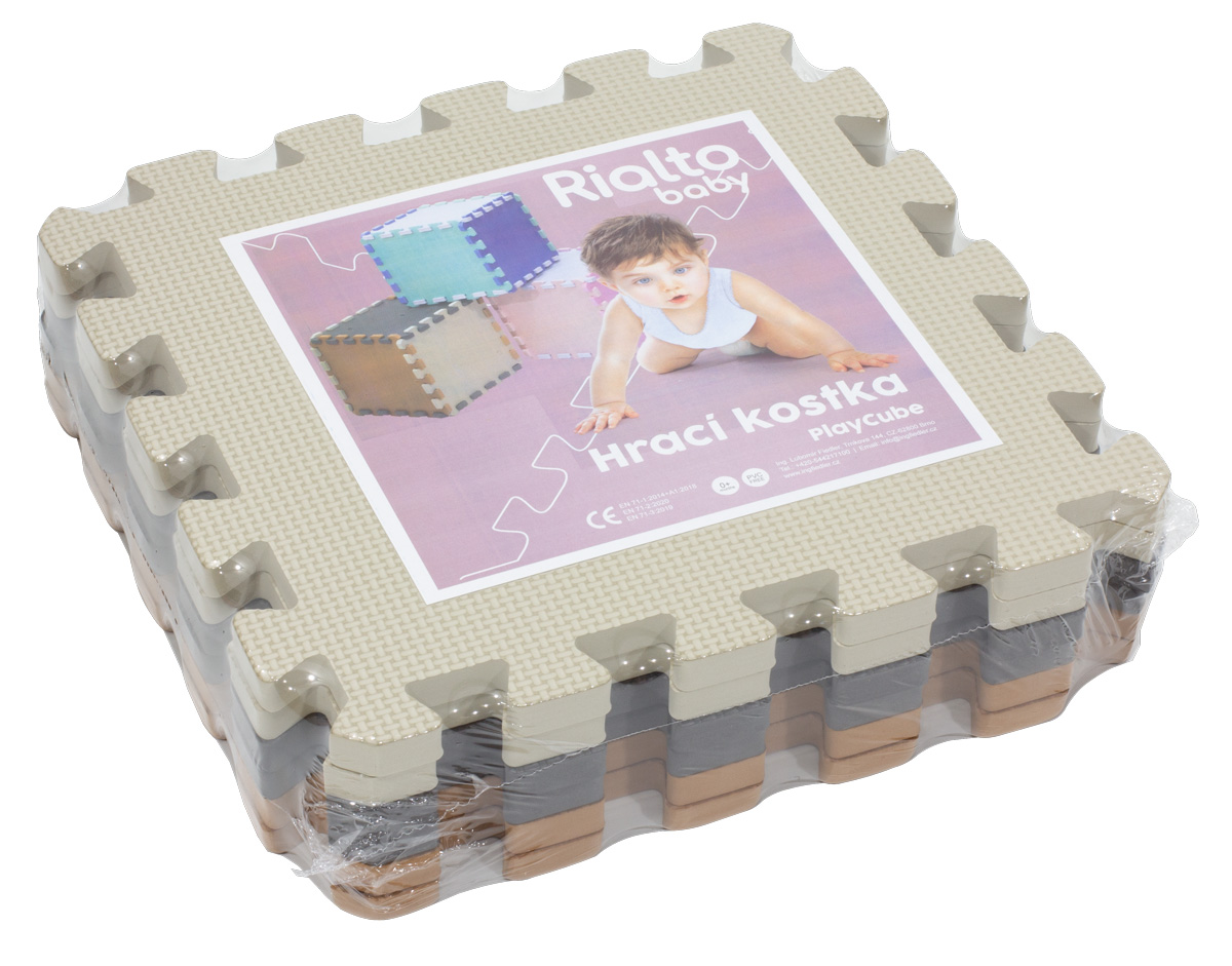 Rialto Baby Pěnová puzzle kostka - beige, grey, brown