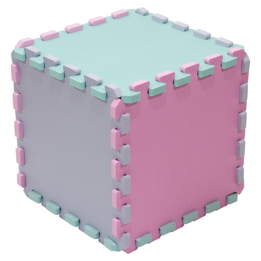 Rialto Baby Pěnová puzzle kostka - Siver, Green, Pink