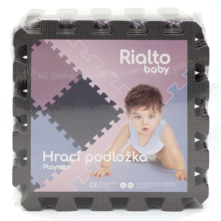 Rialto Baby Hrací podložka puzzle Cool Gray 90x90 cm" "Barva:šedé|Počet kusů:9|