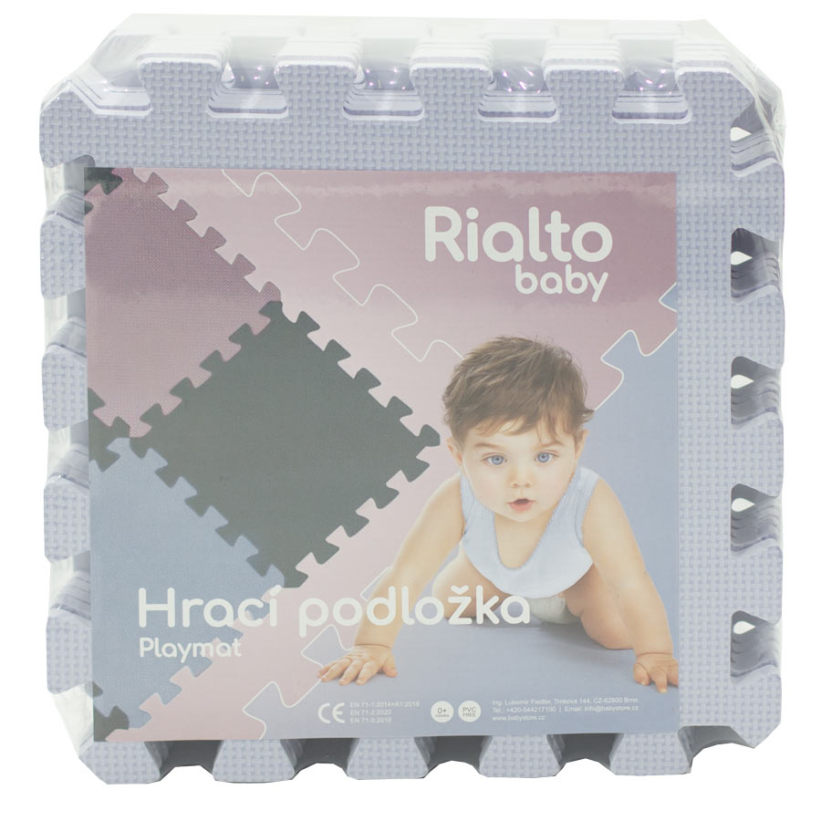 Rialto Baby Hrací podložka puzzle Silver 90x90 cm" "Barva:stříbrné|Počet kusů:9|