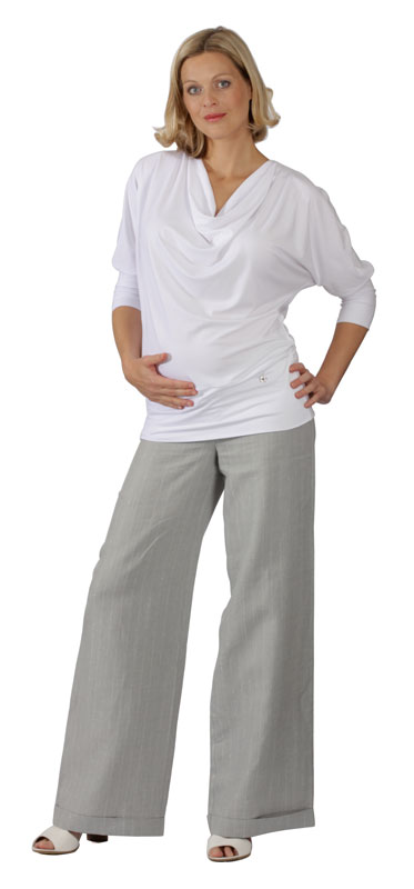 Těhotenské kalhoty Rialto Callanish - šedá se stříbrným proužkem 0121 Dámská velikost: 36