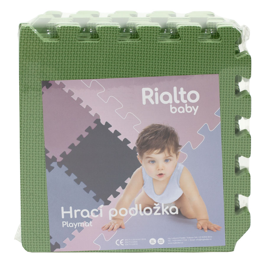 Rialto Baby Hrací podložka puzzle s okrajem Green 92x92 cm
