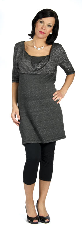 Těhotenské šaty Rialto Landas šedá lurex 0153 Dámská velikost: 36