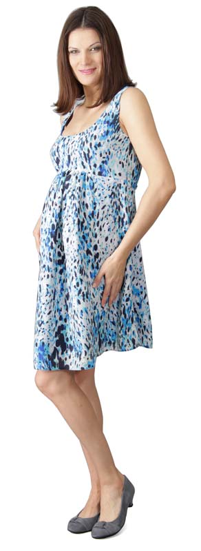 Těhotenské šaty Rialto Lacroix modrošedý potisk 0408 Dámská velikost: 42