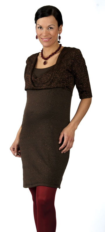 Těhotenské šaty Rialto Landas hnědá lurex 0154 Dámská velikost: 36