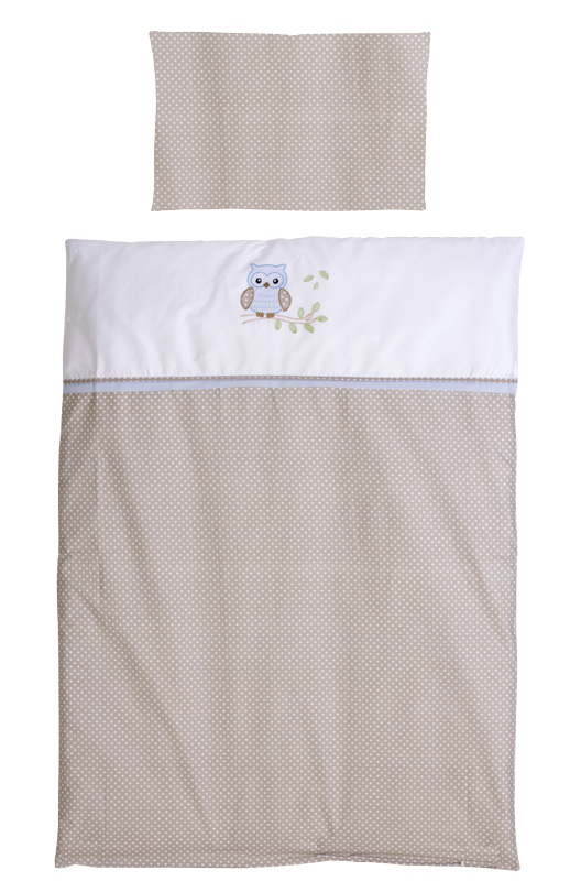 Szeko Povlečení pro postýlku modrá sovička, béžový puntík" "Druh:Dětské povlečení|
