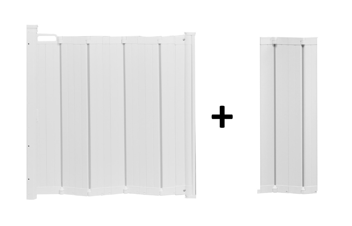 Baby Dan Prodloužení zábrany Babydan Guard Me o 24 cm" "Barva:bílé|Druh zábrany:zábrana na schody|Materiál:kovové/plastové|Určení zábrany:bytové|