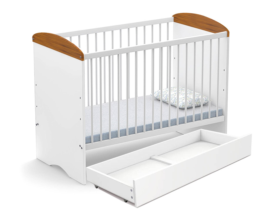 Faktum Postýlka Faktum Mokus třešeň/bílá 120x60 cm" "Lišta proti okusu:s lištou|úložný kontejner:bez kontejneru|