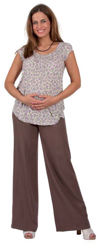 Těhotenské tričko Rialto Remich fialový květ 8085 Dámská velikost: 44